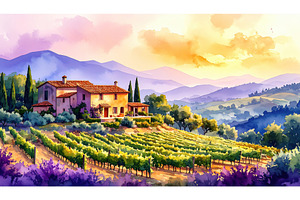 Sunset over a Tuscan vineyard with a, a Nature Photo by Igor Tichonow