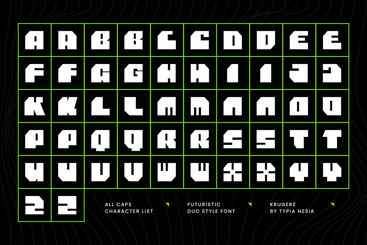 Krugerz - Futuristic Bold Sans, a Font by Typia Nesia (Photo 2 of 12)