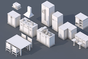 100 Low Poly Furniture Pack 4 In 1