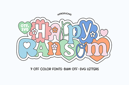 HAPPY RANSOM Boho Floral Cutout Font, a Handwritten Font by Blush Font Co.