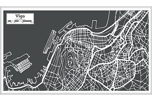 Vigo Spain City Map In Retro Style.