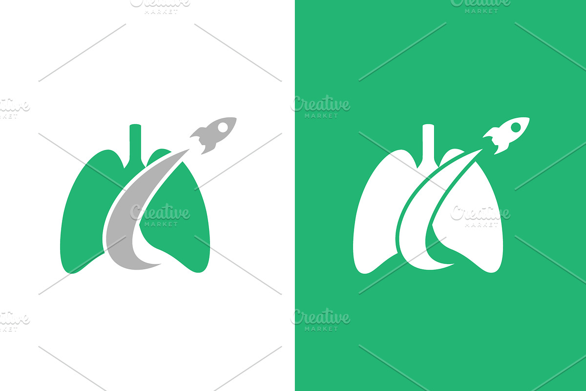 Vector lungs and rocket logo, a Healthcare Illustration by GraphiShop
