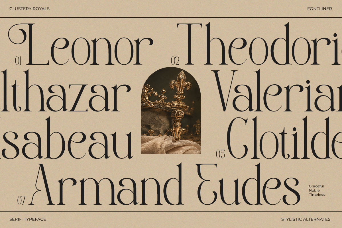 Elegant Serif Font - Clustery Royals, a Serif Font by Font Liner (Photo 7 of 10)