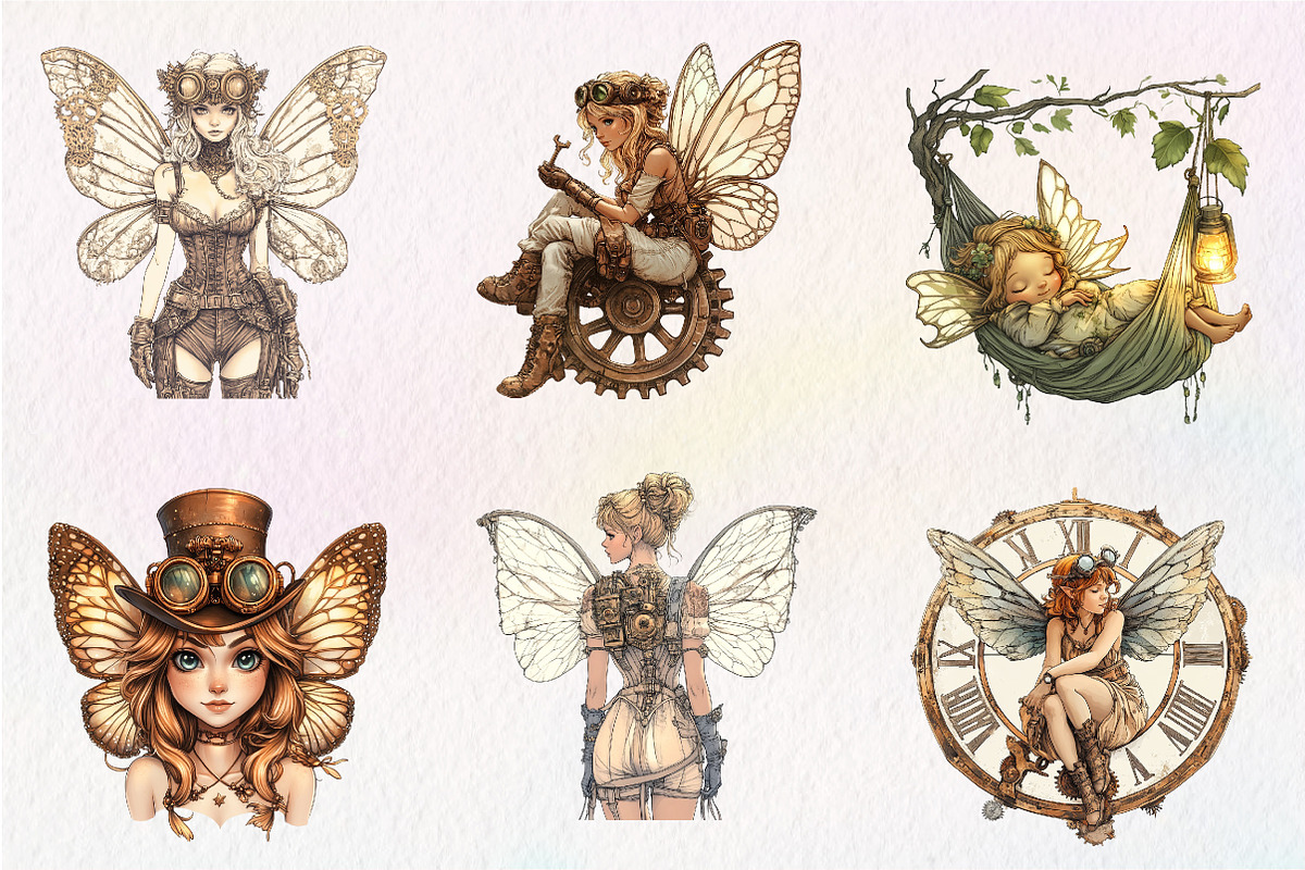 Steampunk Fairy Clipart PNG, an Illustration by CreationArt (Photo 3 of 5)