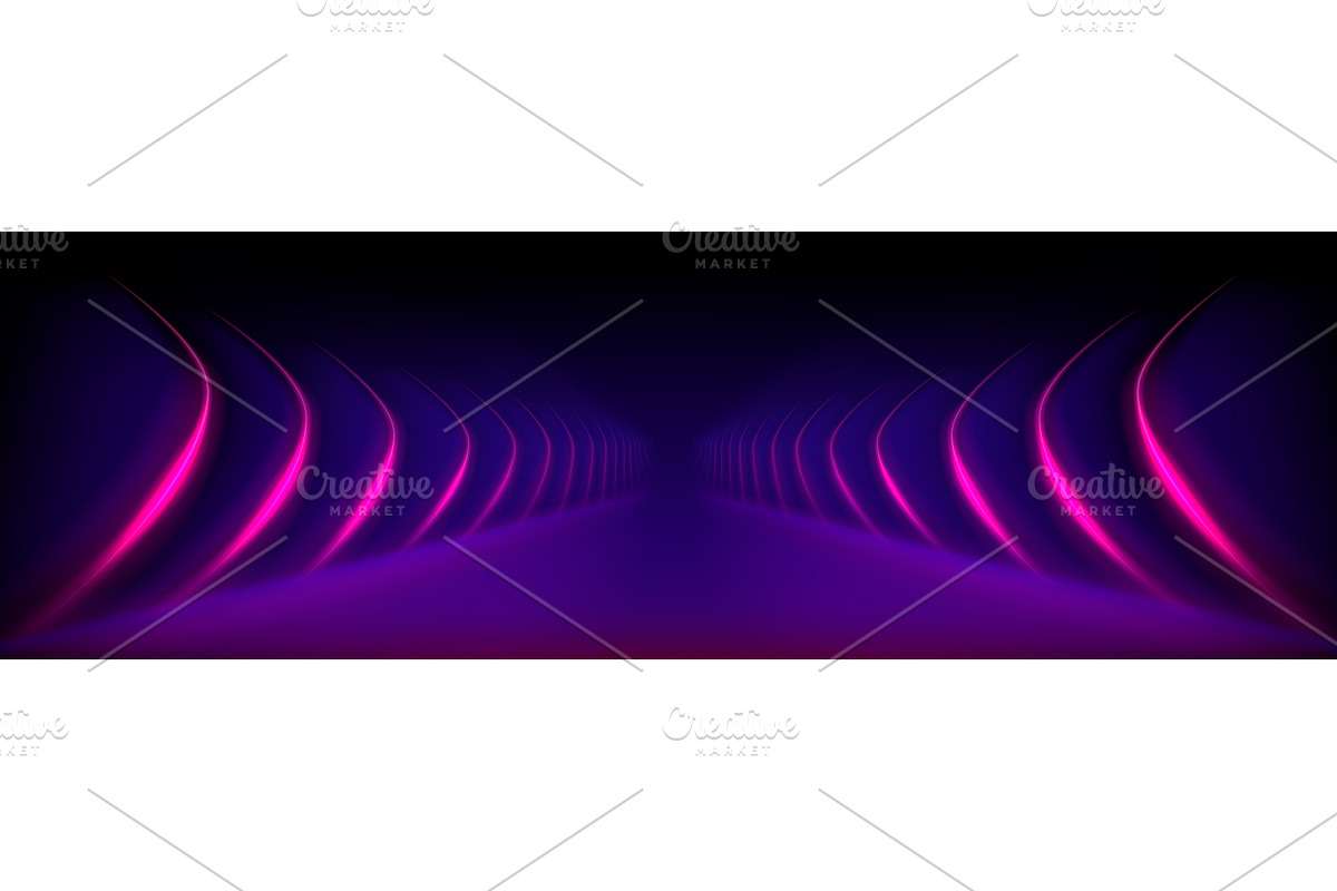 Neon light tunnel of portal, a Technology Illustration by Andrey Yaroslavtsev