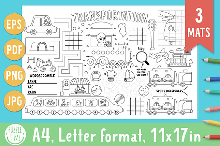 Transportation activity mats, an Education Illustration by Lexi Claus