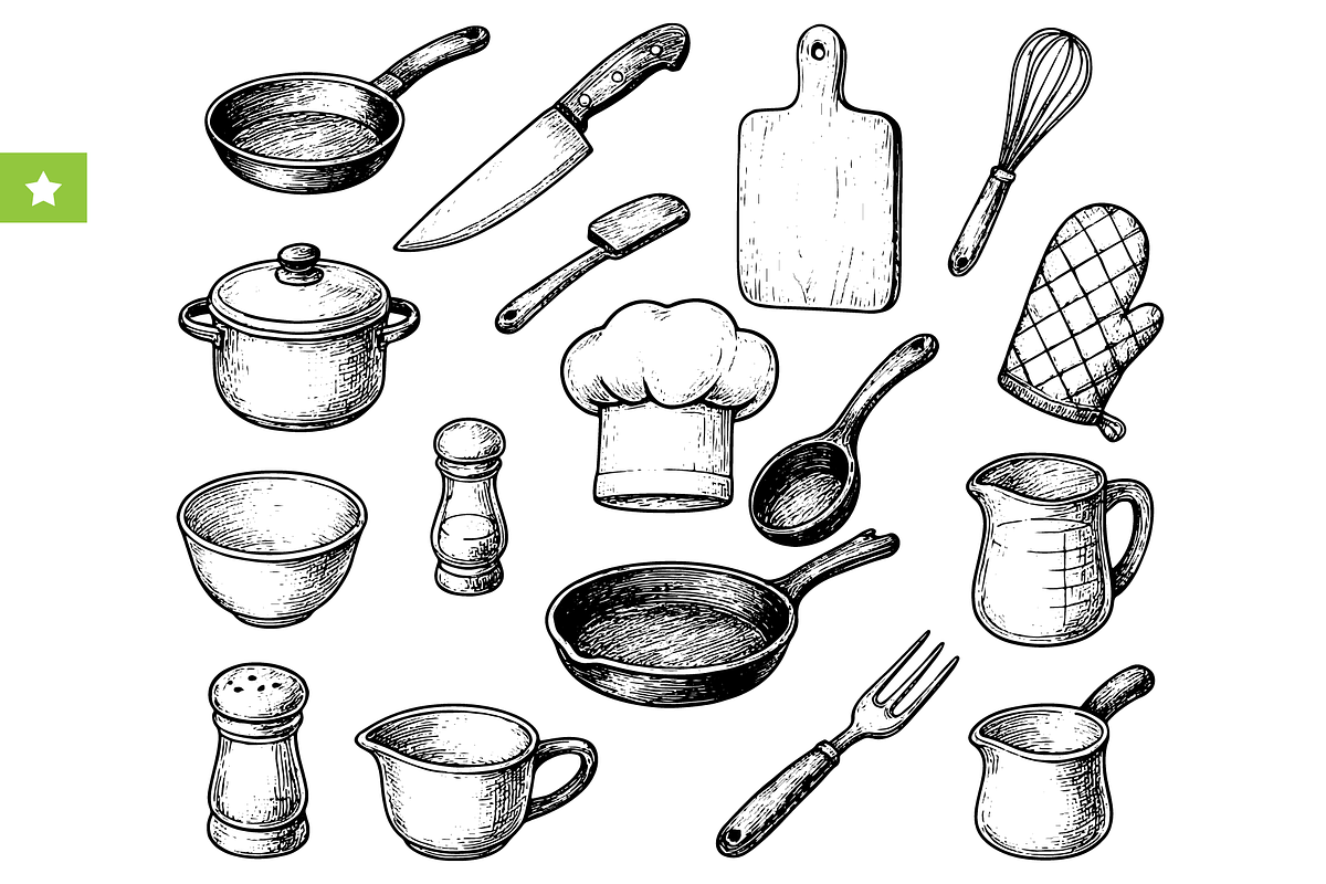 Vintage Kitchen Utensils Set, an Object Graphic by RT Studio (Photo 1 of 4)