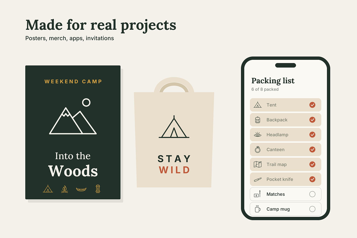 Trailmark Minimal Camping Line Icons, an Outline Icon by vladocar (Photo 5 of 7)