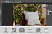 Pillow Mockup Outdoor On Wooden PSD, a Household Mockup by Bruno's Shop (Thumbnail 2 of 3)