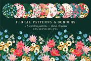 Floral Patterns & Borders, a Pattern Graphic by Nadia Grapes (Thumbnail 1 of 8)