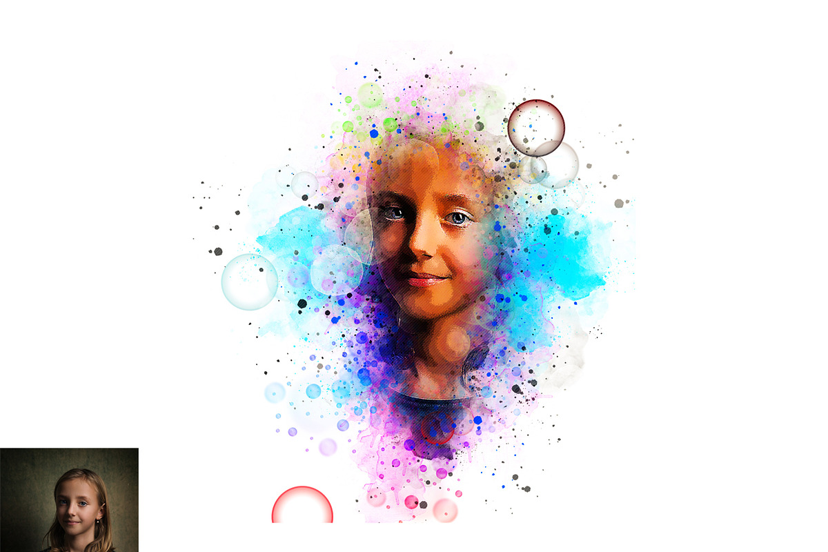 Bubble Watercolor Photoshop Action, a Brushes & More by Studio Retouch (Photo 5 of 14)