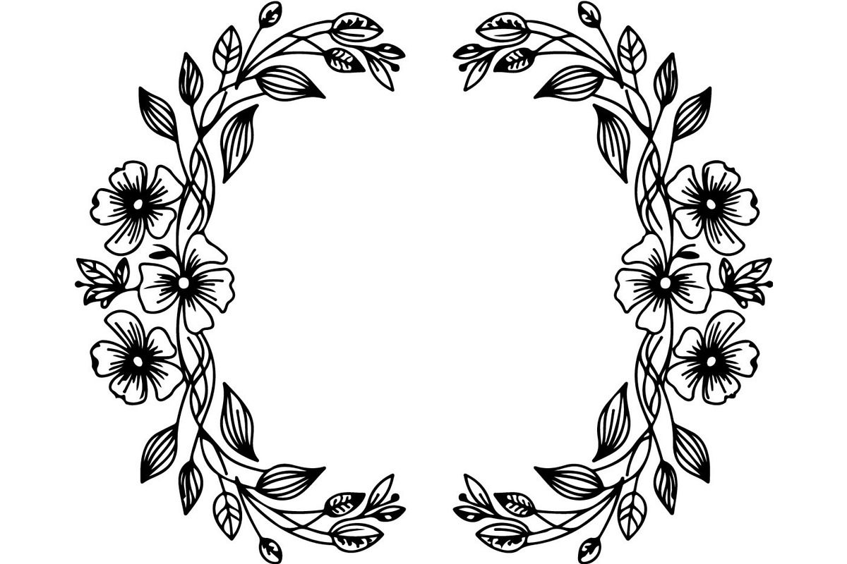 Floral HeartWreath Black Silhouet, a Person Illustration by Designer_Momina (Photo 14 of 20)