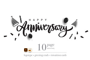 10 Pages Anniversary Greeting Cards, an Invitation Template by OtpirusGraphic