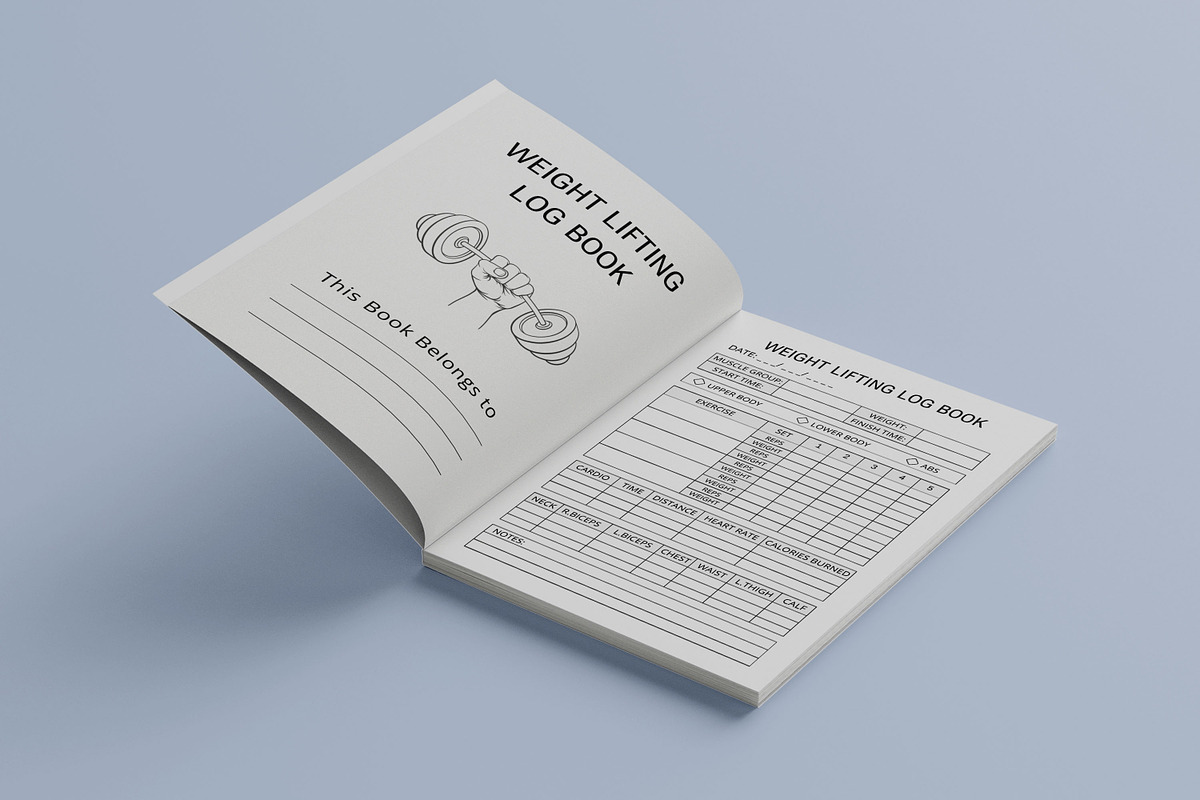 Weight Lifting Log Book, a Print Template by Book2bees (Photo 2 of 4)
