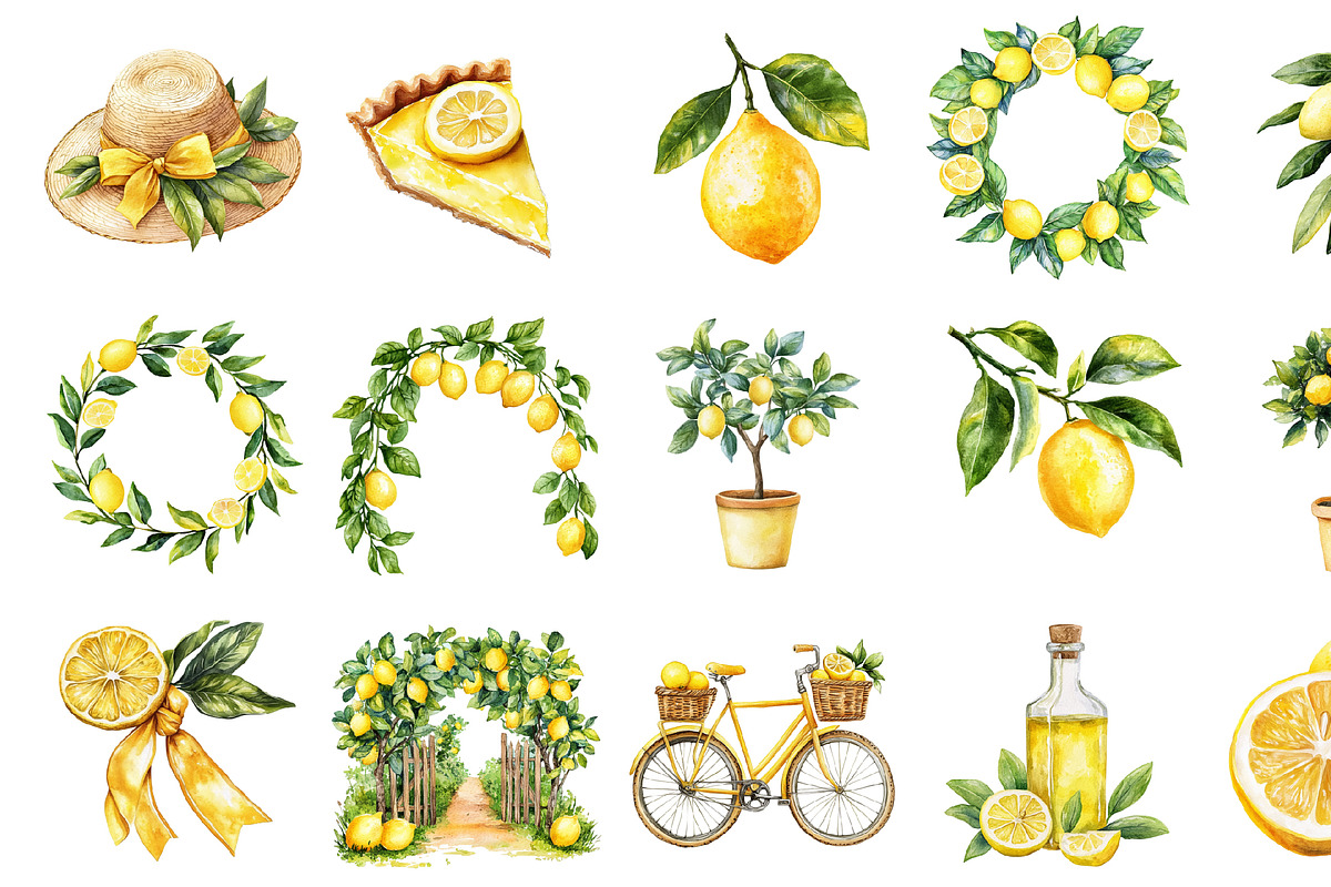 Watercolor Amalfi Lemons Clipart, an Illustration by Design Market (Photo 4 of 4)