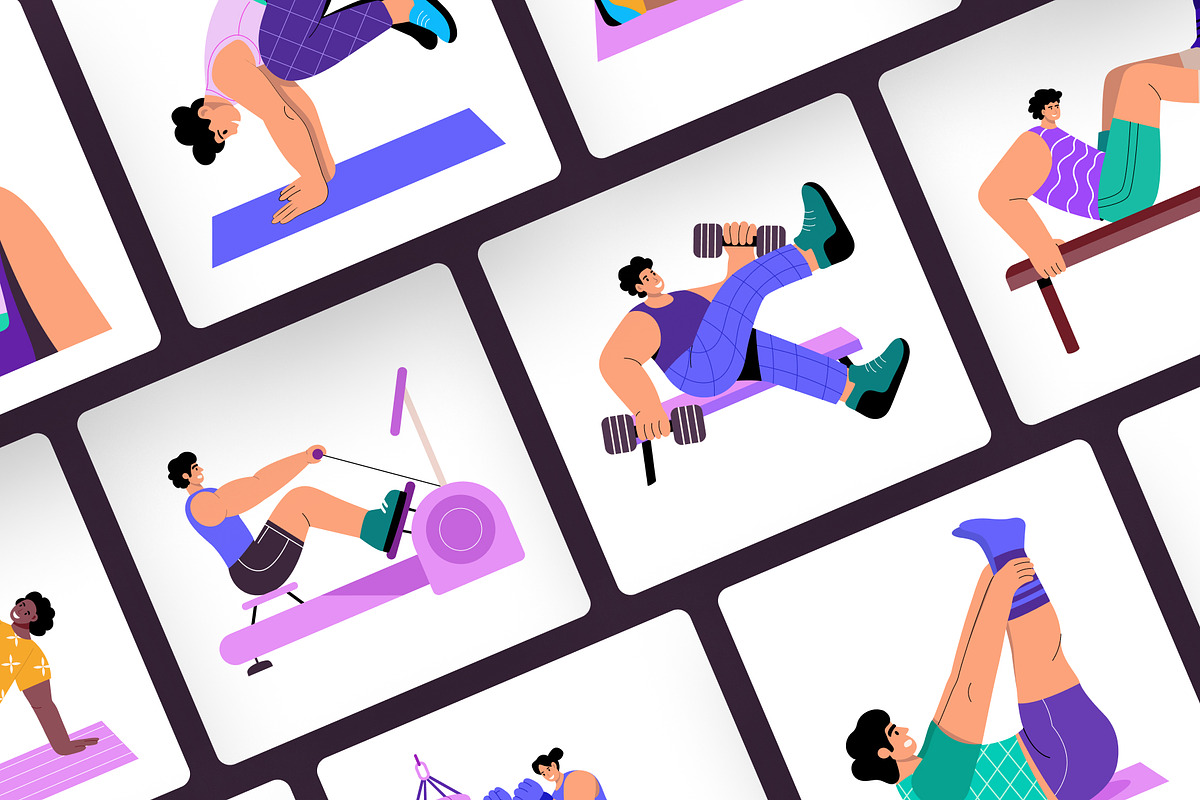 Animated Exercise Illustration Set, a Healthcare Illustration by Brickclay (Photo 3 of 5)