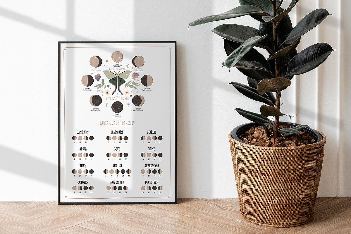 Lunar Calendar 2025, Moon Phases, a Decorative Illustration by Ruslana ...