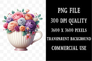 Watercolor Floral Tea Cup Clipart, a Graphic by Designking (Thumbnail 4 of 6)
