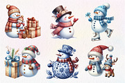 Christmas Blue Toile Snowman Clipart, an Illustration by Dream Creation (Thumbnail 6 of 7)