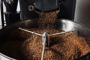 Roasted coffee beans are pouring, a Food & Drink Photo by Artem Varnitsin