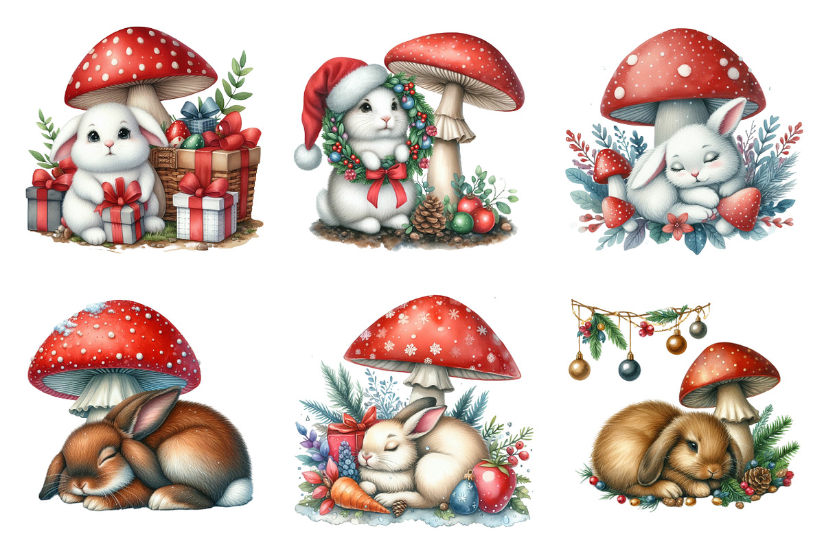 Christmas Bunny Clipart Bundle, an Illustration by SinaCreation (Photo 2 of 7)