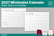 Minimalist Calendar 2027 (MP048-27S), a Stationery Template by mikhailmorosin (Thumbnail 1 of 6)