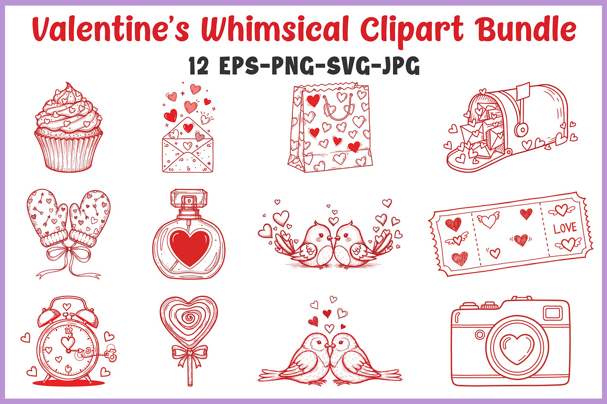 Whimsical Hand-Drawn Valentine SVG, a Seasonal Illustration by Gfx Expert Team (Photo 1 of 15)