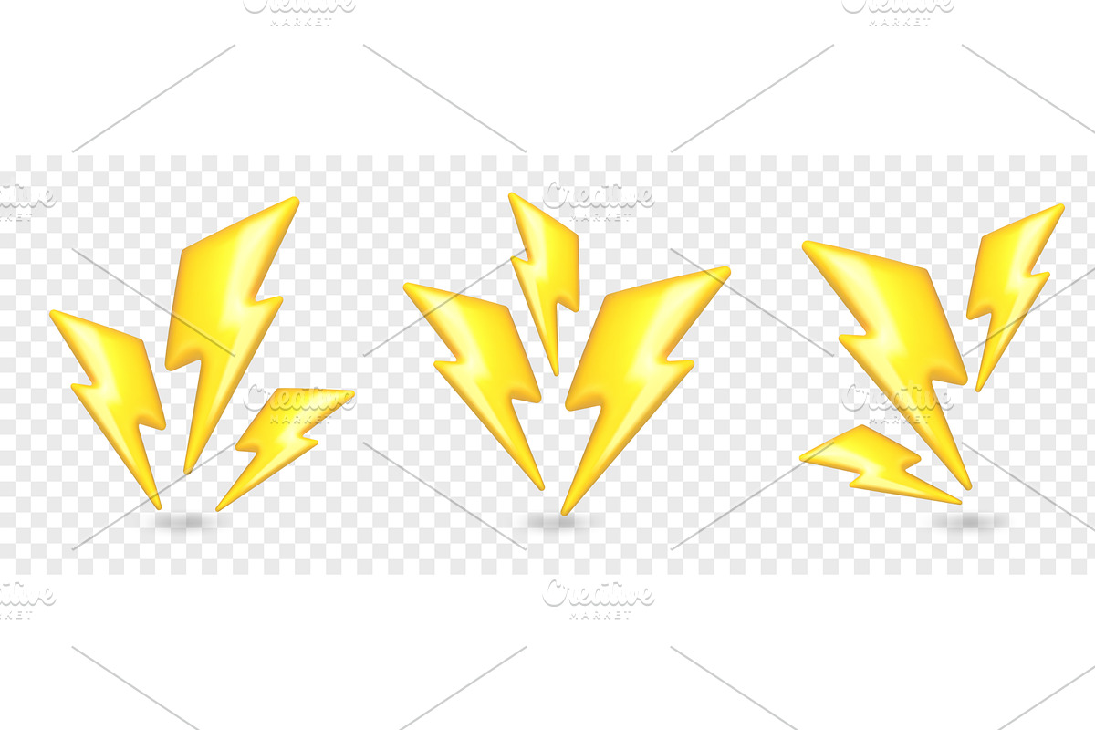 3d lightning icons. Thunder bolt, an Object Illustration by Frogella