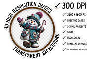 Merry Christmas Snowman Clipart, an Illustration by Craft Nest (Thumbnail 2 of 10)
