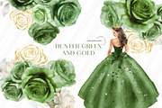 Hunter Green Gold Princess Clipart, an Illustration by Sunflower Day Love (Thumbnail 2 of 4)
