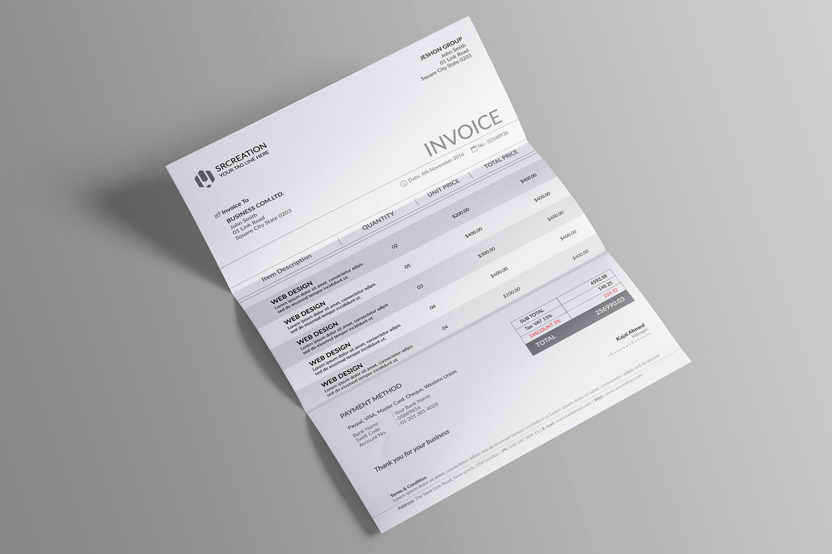 INVOICE TWO, a Stationery Template by thedesignsource