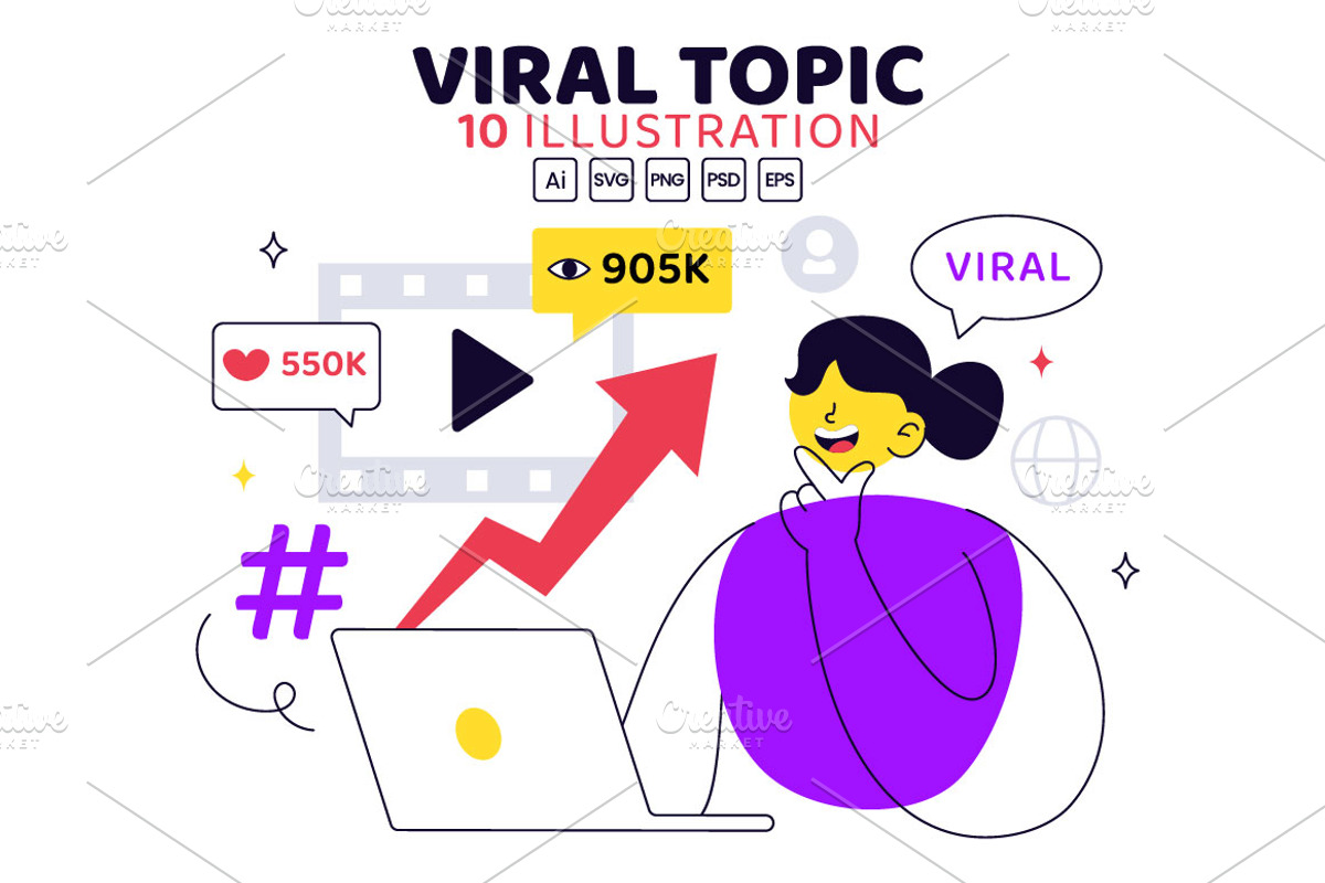 10 Viral Topic Vector Illustration, a Person Illustration by denayunebgt (Photo 1 of 4)