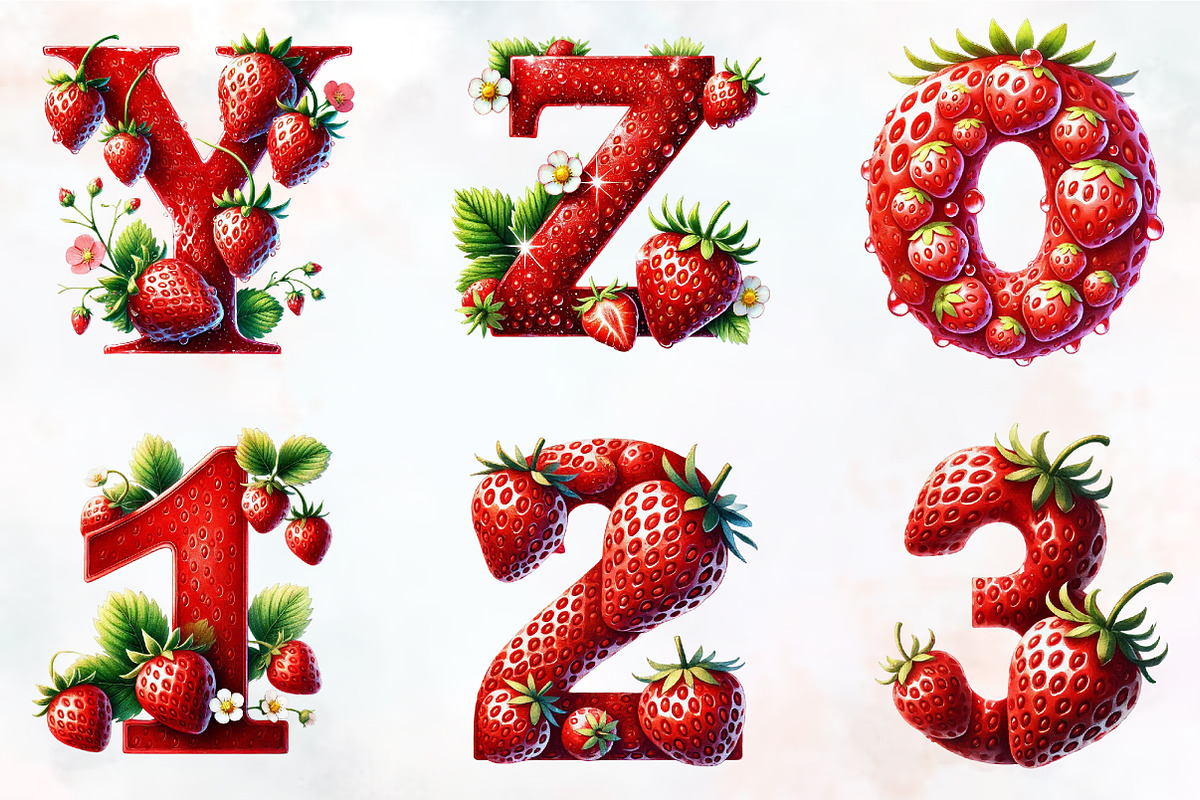 Spring strawberry Alphabet clipart, an Illustration by RobertsArt (Photo 3 of 7)