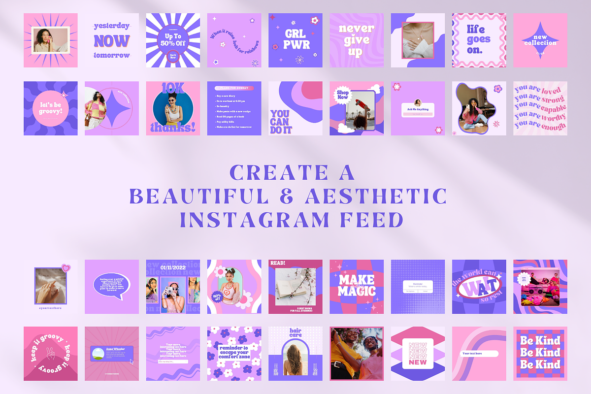 Retro Instagram Post Templates Canva, a Social Media Template by Boltik Studio (Photo 3 of 10)