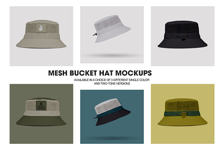 Mesh Bucket Hat Mockups, a Hat Mockup by DRGSTUDIO