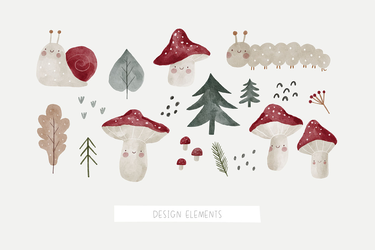 Cute Watercolor Mushrooms, an Animal Illustration by Cute And Wild (Photo 2 of 6)