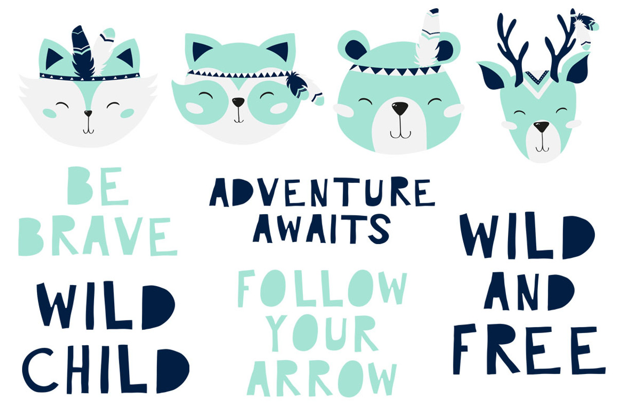 Tribal Woodland Set Mint, an Animal Illustration by Nagore Rodriguez Design (Photo 2 of 3)