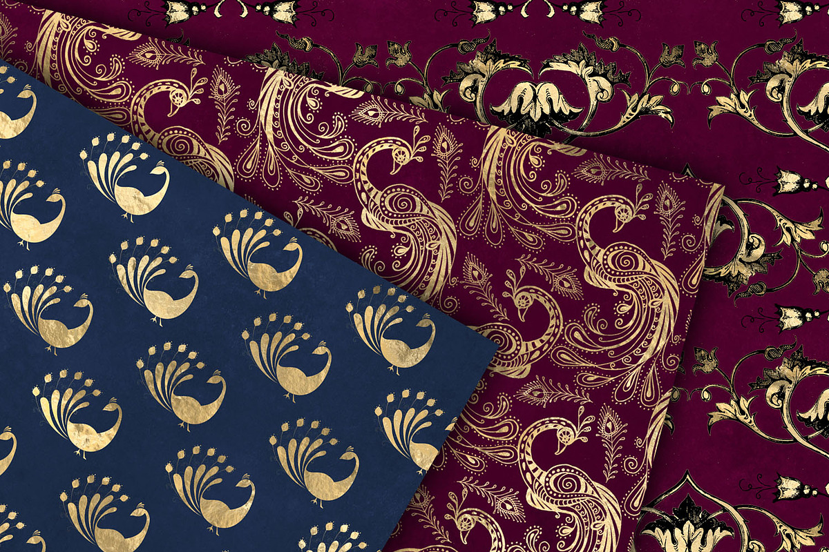 Peacock Backgrounds Digital Paper, a Pattern Graphic by Digital Curio