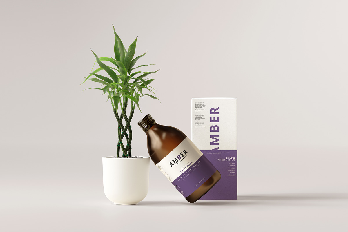 7 in 1 Amber Glass Cosmetic Bundle, a Cups & Container Mockup by pmvch (Photo 80 of 106)