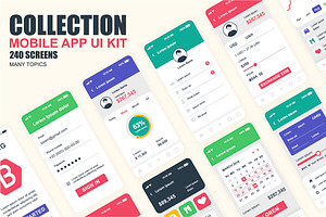 Mobile App UI Kit Template, a Templates & Theme by alexdndz