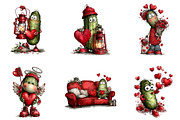 Whimsical Pickle Valentines Clipart, an Illustration by CreationArt (Thumbnail 2 of 5)