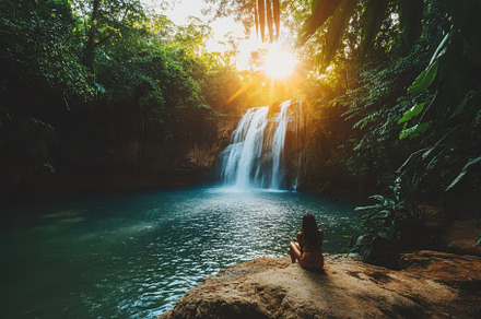 Breathtaking waterfall in a tropical, a Photo by Iftikhar Alam