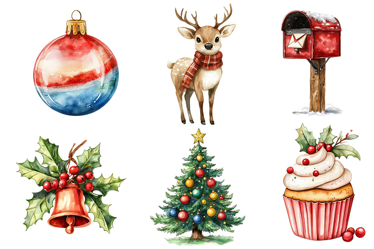 Christmas Doodle Sublimation Clipart, an Illustration by Dream Creation (Photo 5 of 6)