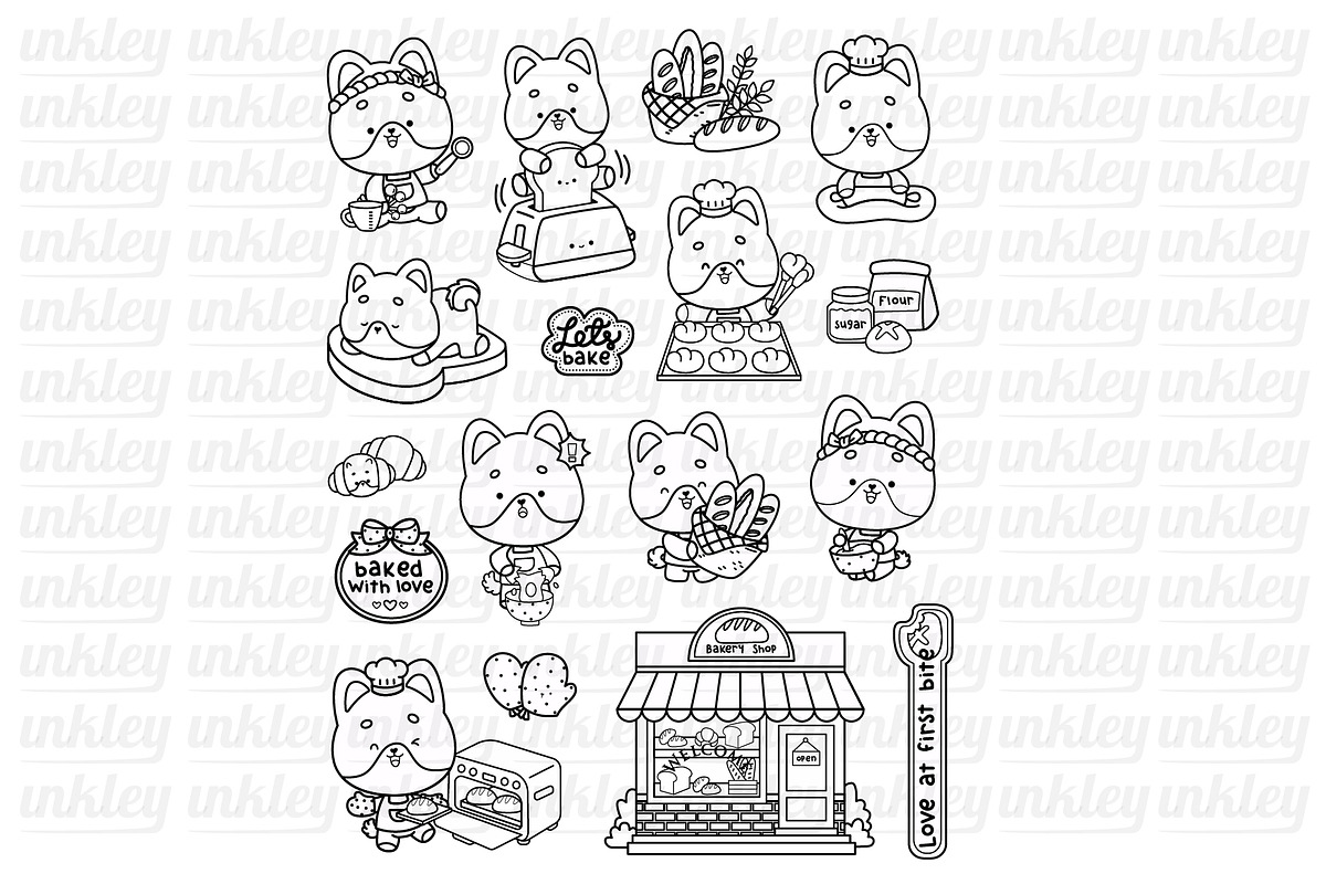 Dog and Bakery Clipart - Shiba Inu, an Animal Illustration by Inkley Studio (Photo 2 of 2)
