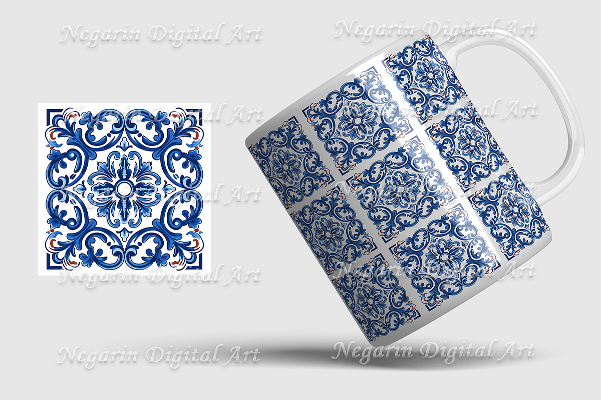 Portuguese Azulejo Pattern Tile V2, a Pattern Graphic by Negarin Digital Art (Photo 2 of 8)