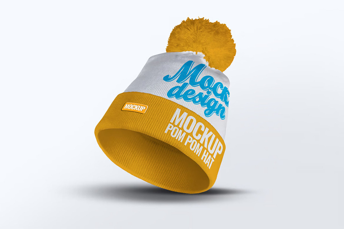 Pom Pom Hat Mock-Up, a Hat Mockup by DesignRushMarket (Photo 5 of 5)