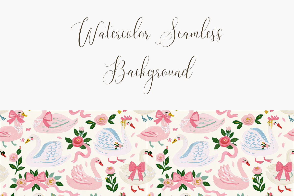 Pink Swan Seamless Pattern, a Pattern Graphic by Pati Charm Studio (Photo 3 of 6)