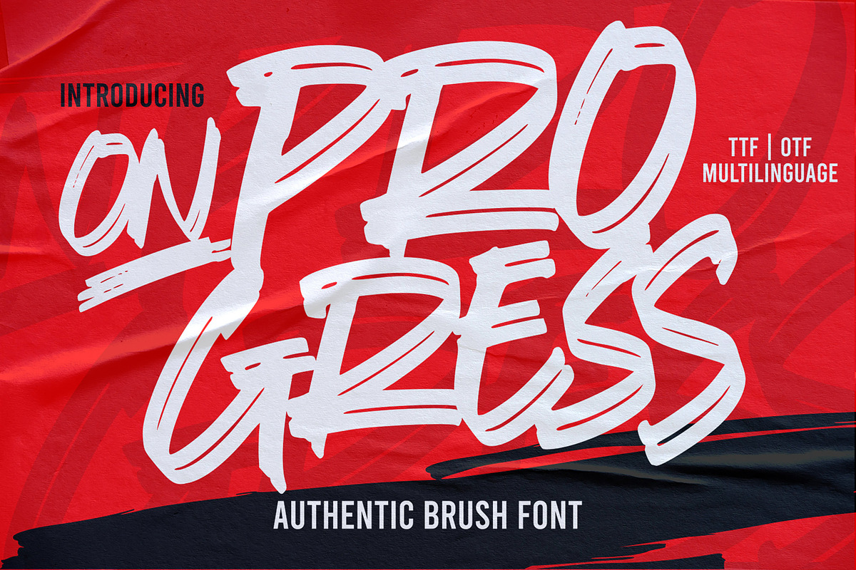 On Progress - Authentic Brush Font, a Font by Gassstype (Photo 1 of 8)