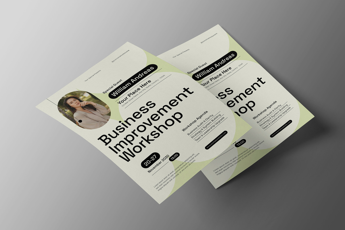 Beige Green Business Workshop Flyer, a Flyer Template by Neermana (Photo 2 of 4)