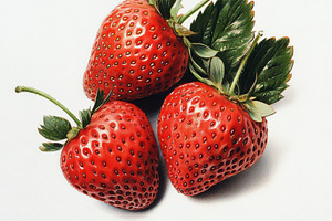 Strawberry with green leaves isolate, a Food & Drink Photo by Pixeness Studio